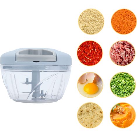 Coupe-légumes à cordon de 500 ml, hachoir à viande domestique, petit pilon à ail, hachoir à piment, appareil à purée de fruits, robot culinaire pour bébé, couleur bleu smog. (1/5)