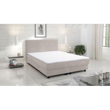 Boxspringbett Boxbett Glenn 1 Hotelbett 140x200 Bett Topper Cordstoff Beige (1/4)