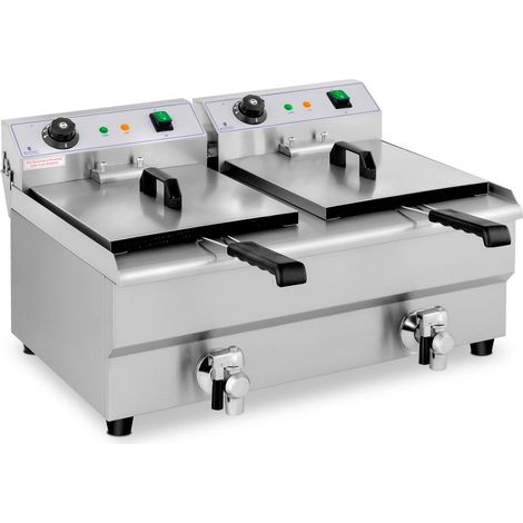 Friggitrice elettrica professionale da ristorante 2 rubinetti di scarico da 13 litri 140001787