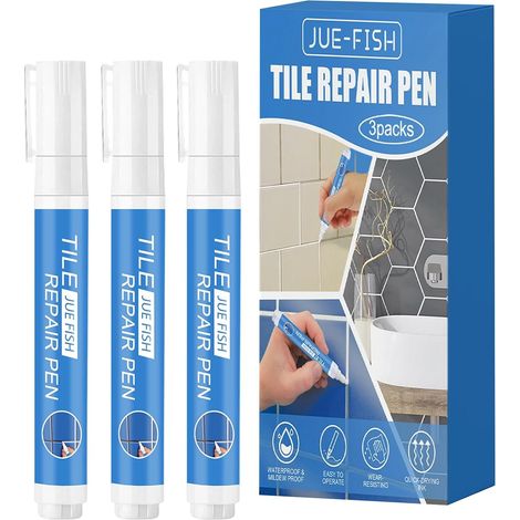 3 Pièces Stylo Joint Carrelage,Kit Reparation Carrelage,Stylo Joint carreaux Blanc,Pour Retouche Et Rénovation Des Joints,Salle De Bain Cuisine,Application Facile (1/5)