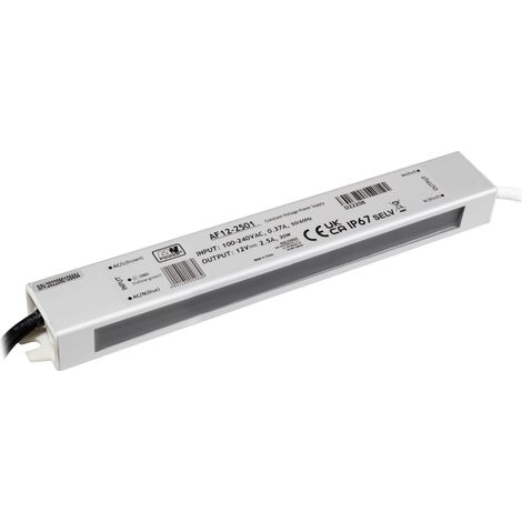AF12-2501: 12V/2.5A, 30W, custodia in metallo IP67 - Potenza MW
