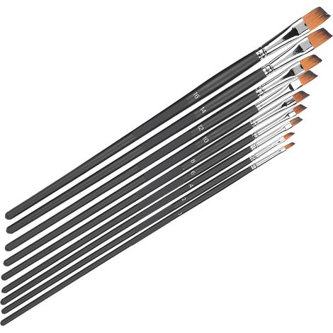 Ensemble de 9 pinceaux en nylon et laine pour peinture, aquarelle, gouache, acrylique et huile, noir (1/5)