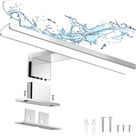 Sans perçage Lampe de miroir argentée 6000K lumière blanche 5W économe et lumineuse étanche pour salle de bain et dressing (1/5)
