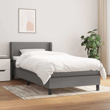 Cama box spring con colchón tela gris oscuro 80x200 cm (1/5)