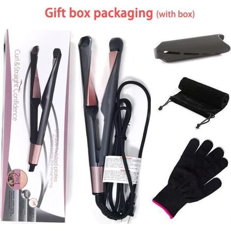 BIGOUDIS CHAUFFANTS Bigoudi et lisseur 2 en 1 fer à friser en céramique lisseur de cheveux professionnel outils de coiffur LES USA (1/4)