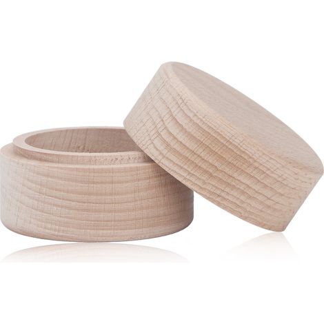 Cette boîte à bagues ronde vintage en bois de hêtre naturel est spacieuse et polyvalente elle peut contenir des bagues et des boucles d'oreilles. (1/5)