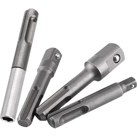 Adaptateur pour douille hexagonale SDS Plus vers douille hexagonale 1/4" et rallonge pour foret carré 1/4", 3/8" et 1/2".