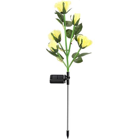 Solar Flower Lights - 5-Head Rose Garden Lights - Outdoor Waterproof IP65 - for Pathway Patio Yard Cemetery - 1 Pack (1/3)