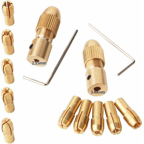 lot De 14 0.5-3mm Petit Collet De Foret Lectrique, Petite Perceuse Lectrique Bit Collet Drill Chuck Set Avec Cl Allen 3.17mm/2.35mm (1/5)