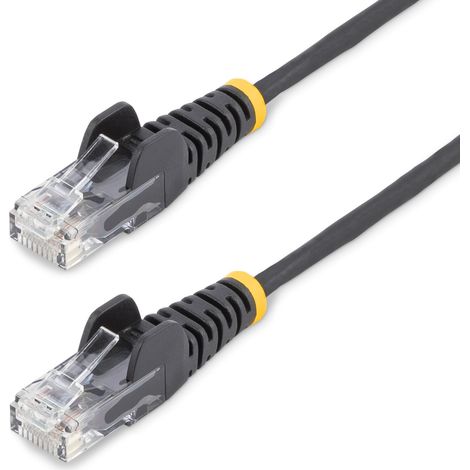 StarTech.com Câble Ethernet CAT6 Noir Fin de 10m, Sans Accroc, 100W PoE, UTP, LSZH, Fil de Cuivre Pur 28AWG, Cordon Patch Réseau RJ45 avec Serre-Câble, Contrôlé Fluke