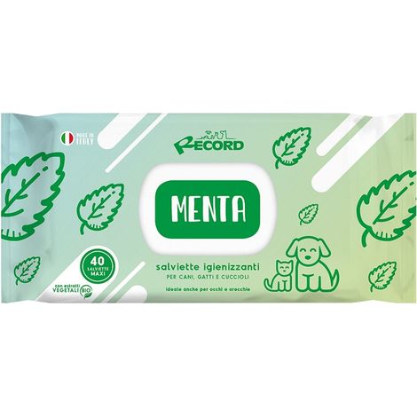 Record Salviette Detergenti con Antibatterico per Cani e Gatti 40