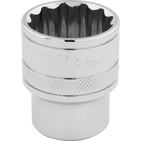 Draper HI-TORQ 1/2" Drive 24mm 12-Point Chrome Socket – Standard Length, Polished Finish, Model 33372 (1/5)