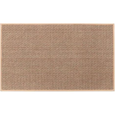 Tapis de cuisine en lin - Tapis antidérapant avec envers en caoutchouc - Résistant à l'huile et à l'eau - 44 x 120 cm - Marron (1/4)