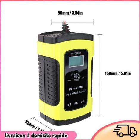 Chargeur De Batterie Automobile - 13,8 À 15,5 V - 6 A - Affichage LCD - Protection Multiples - Pour Batteries Plomb 4 À 100 Ah - 1 Pièce (1/5)