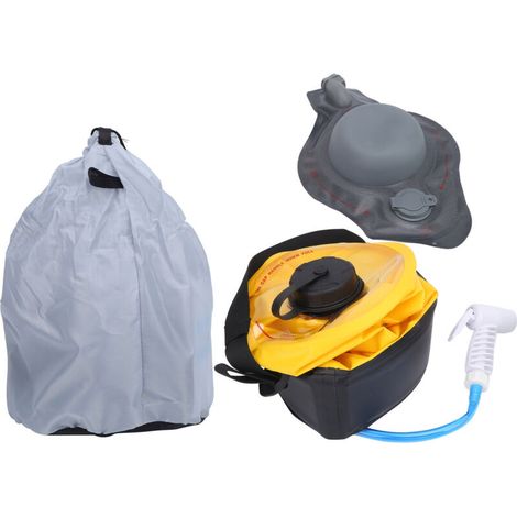 Sac de douche PVC portable pliable 10L étanche pour camping randonnée voyage jaune (1/5)