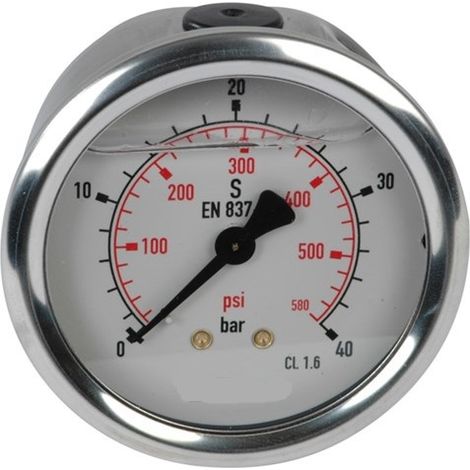 Manómetro de presión de 100 mm hasta 400 bar, parte trasera de 1/2". (1/5)