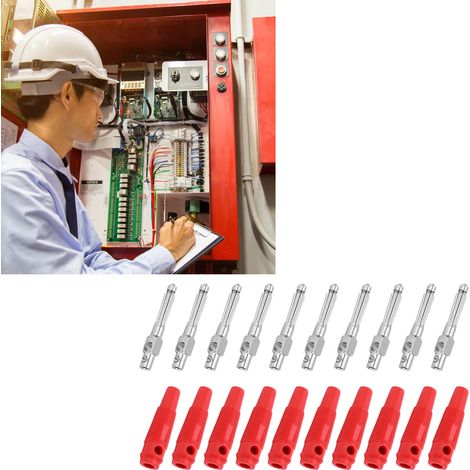 10 Pièces Connecteurs Banane 4mm 7 Broches en Cuivre 1000V 32A Empilables Mâles avec Manchon Doux et Serrage Vis Rouge