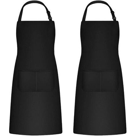 LaBlanc - Juego de delantales de cocina de 2 piezas para hombres y mujeres, delantal para el hogar, delantal portaherramientas con 2 bolsillos para barbacoa, delantal de jardinería ajustable para adul (1/5)