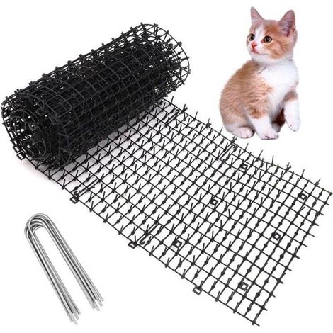 Tapis anti-chat 200x28 cm rpulsif en plastique avec 8 piquets protection des plantes PZCC (1/4)