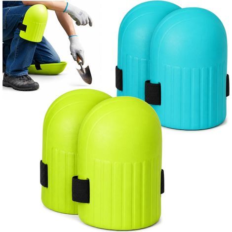 Pairs of Knee Pads - 4x Gardening and Flooring Protectors - Tile Pads with Elastic Strap (2 pairs of knee pads - turquoise/green) (1/4)