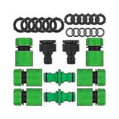 Kit de 10 raccords pour tuyau d'arrosage (2 raccords à double prise). (1/2)