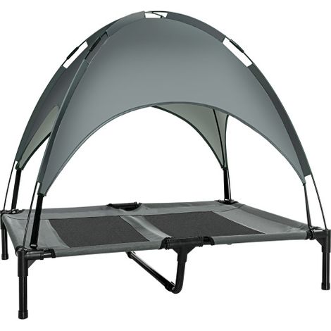 Dosel para cama de perro, transpirable, 92x76x90cm, hecho de tela de tafetán gris, para un lugar acogedor para dormir en el lugar. (1/5)