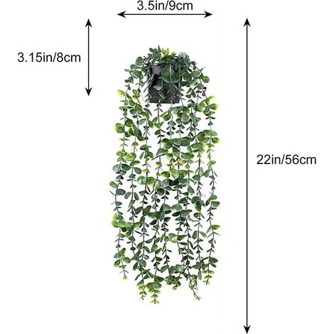Plante Suspendue Artificielle - Eucalyptus - 50 à 85 cm - En Plastique Vert - Pour Décoration Intérieure Murale ou Étagère - 1 Pièce (1/5)