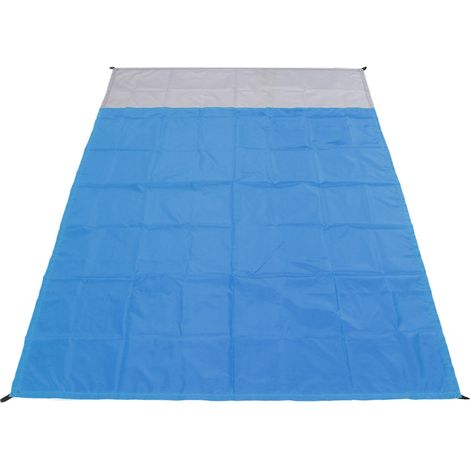 Wasserdichte und tragbare Stranddecke aus Polyester, faltbare Picknickdecke für Camping und Picknicks im Freien, dunkelblau und grau. (1/5)
