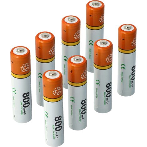 vhbw 8x Batteries AAA micro compatible avec Panasonic KX-TG6823, KX-TG6824, KX-TG6851, KX-TG6852 téléphone fixe sans fil (800mAh, 1,2V, NiMH)