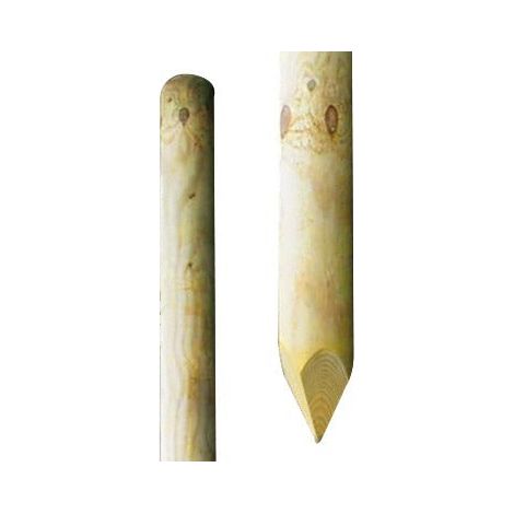 Palo tondo per recinzioni in legno di pino impregnato a punta LASA - Ø8 - 250 cm.