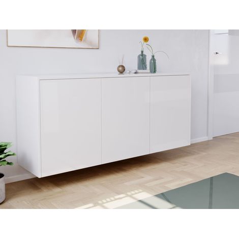 Design Sideboard Kommode Genesis B hängend 150cm 3 Türen Weiß Hgl (1/5)