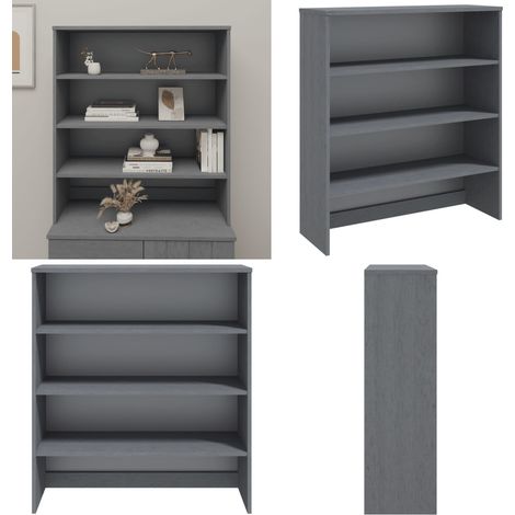 Highboard-Oberteil HAMAR Dunkelgrau 90x30x100 cm Massivholz - Highboard Oberteil - Sideboard Aufsatz - Möbelaufsatz - Wohnzimmer Dekoration - Massivholz Regal - Home & Living (1/5)