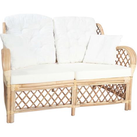 Vidaxl – Canapé convertible 2 places en rotin – Coussins inclus – Dimensions 125 x 81 x 88 cm – Pour intérieur – Confort optimal