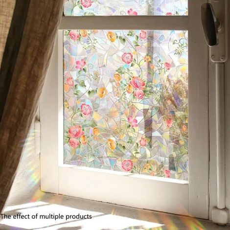 Selbstklebende Fensterfolie mit Blumenmuster 40 x 100/200 cm – Statische Dekoration, Sicht- und UV-Schutz, getönte Glasfolie für die InneneinrichtungTFTF (1/4)
