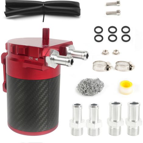 Non-porous carbon fiber flat-head breathable oil can with steel wool, exhaust gas recovery can, filter can 300ML - - Red (1/3)