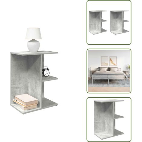 vidaXL Nachttische 2 Stk. Betongrau 46,5x29x61 cm Holzwerkstoff (1/5)