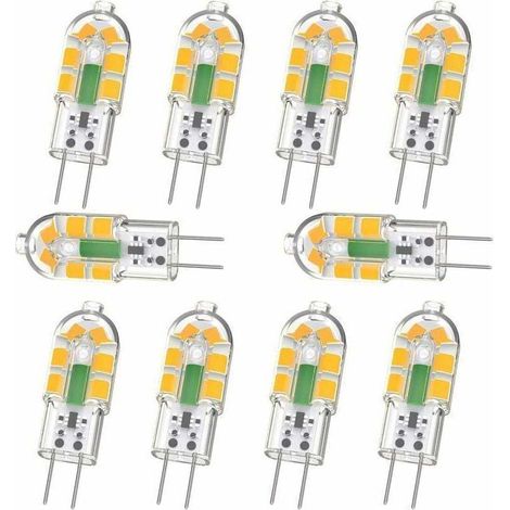 Ampoule G4, Ampoule G4 LED 2W 200LM, Équivalent 20W G4 Ampoule Halogène, Blanc Chaud 3000K, AC/DC 12V, Sans Scintillement, Non Dimmable, Lot de 10,DEBUNS