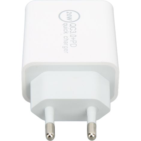 Chargeur Double Port 20W Rapide PD QC3.0 pour Drone DJI Avata, Adaptateur Secteur Blanc 100‑240V EU 85x43x24mm (1/5)