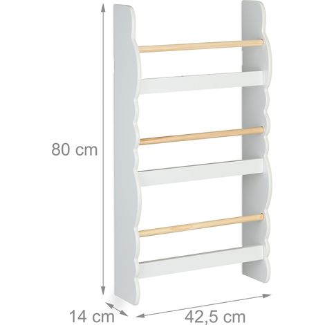 Scaffale da parete nuvola camera bambini 90 x 30 x 20 cm visibilità ottimale design originale in legno bianco 130016468