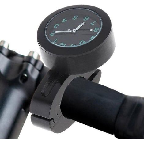 Horloge de guidon pour moto (1 pièce) - Horloge étanche pour motos, vélos et draisiennes - Installation facile (44 mm, noir) (1/4)