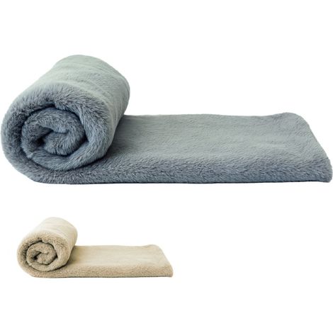 Couverture, plaid polaire, jeté de canapé 150 x 200 cm Cosy ultra doux - 100% Polyester - Gris - Vivezen (1/5)