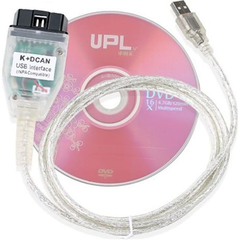 Câble de diagnostic K+DCAN USB OBD2, puce FT232RL, scanner de programmation automobile INPA, pour lecteurs de codes d'erreur de véhicules BMW, avec CD de pilotes inclus.