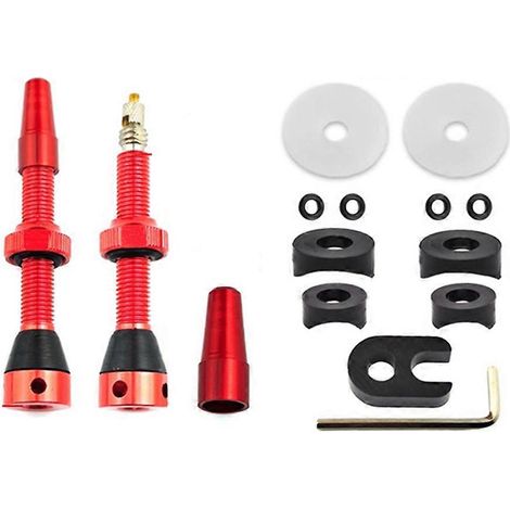 Valve tubeless pour VTT et vélo de route - Kit de valves tubeless pour jantes - Pièces de rechange - Rouge - 44 mm (1/5)