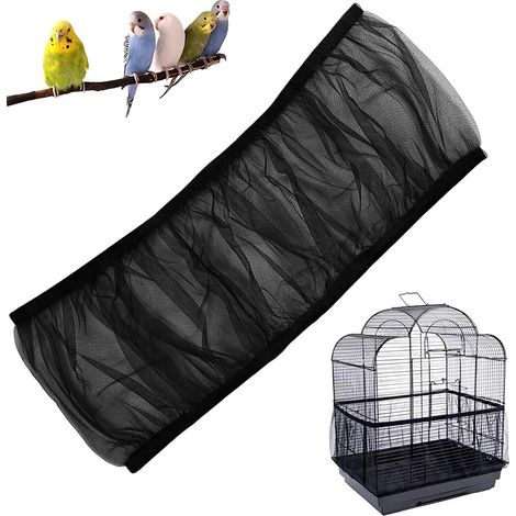 Filet de protection anti-projections pour cage à oiseaux universel élastique noir (1/5)