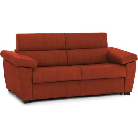 Sofá Cama 2 Plazas Seui, Desenfundable, Con Almacenaje Hecho en Italia, Abatible, 185x95 cm Naranja