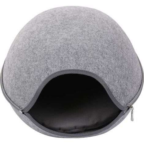 Felt Cat Cave Cat House Cat Bed Basket with Pillow Washable Color Optional (1/5)