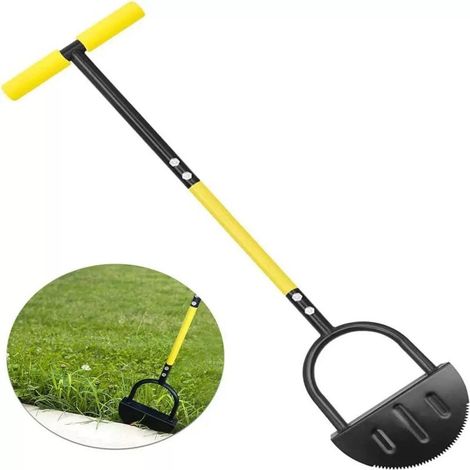 Désherbeur manuel à lame dentée avec manche long 95 cm, outil de désherbage à appui au pied, coupe-herbe pour jardin, allées et bordures (1/5)