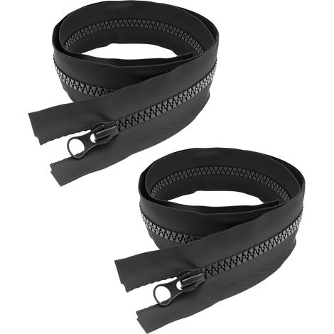 2 cremalleras de 80 cm, color negro, resistentes y con separación para chaquetas, bolsos y ropa de cama.