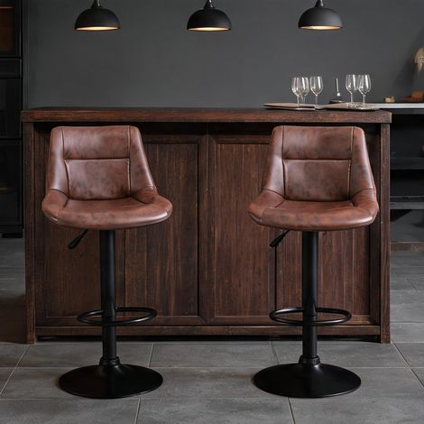 Tabouret de bar marron en cuir PU 46,5 x 50 x 108 cm (1/5)