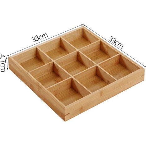 Plateau Bois - 9 Compartiments - Pour Fondue Chinoise et Sushis - Marron (1/5)